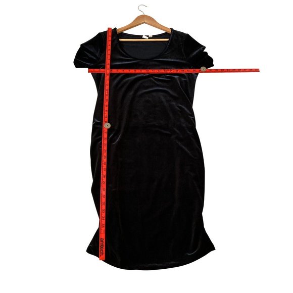 GAP Maternity Women Black Velvet Round Neck Stretchy Pullover Elegant Dress Sz M - Picture 4 of 9